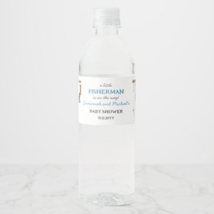 Blauer Kleiner Fischer Babyparty Wasserflaschenetikett