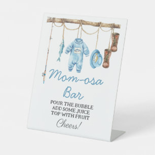 Blauer Kleiner Fischer Mom-osa Bar Babyparty Sockelschild
