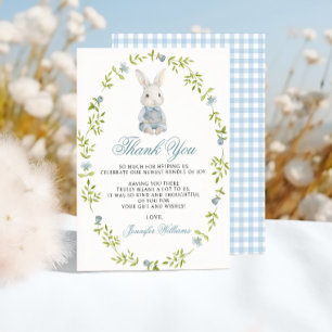 Blauer Kleiner Hase Frühling Jungen-Baby-Party Dankeskarte