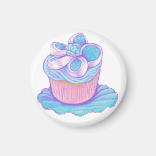 Blauer kleiner Kuchen auf Platten-Magneten Magnet