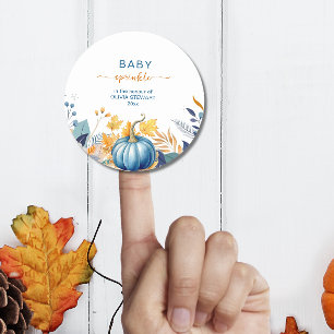 Blauer kleiner Kürbis-Baby-Sprinkle Runder Aufkleber