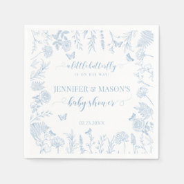 Blauer kleiner Schmetterling, elegante Babydusche Serviette