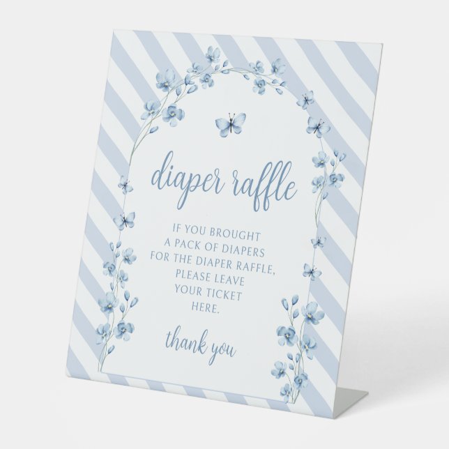 Blauer Kleiner Schmetterling-Kinderspinner Sockelschild (Vorderseite)