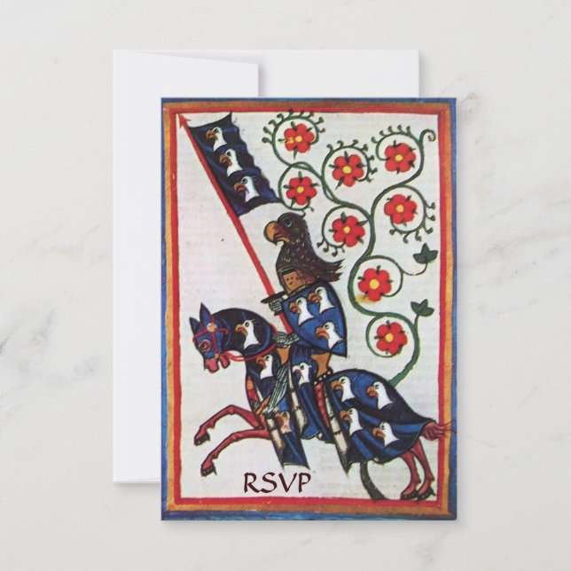 BLAUER KNIGHT AUF DER HORSEBACK MEDIEVAL PARCHING  EINLADUNG (Vorderseite)