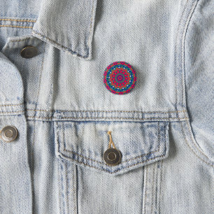 Blauer Knopf mit Circle Design 1owlartist Button