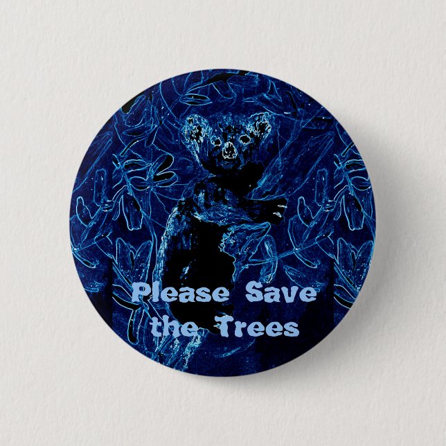 Blauer Koala retten unsere Bäume Button (Vorderseite)