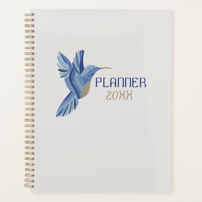 Blauer Kolibri-Planer – Anpassbares Jahr  Planer (Vorderseite)