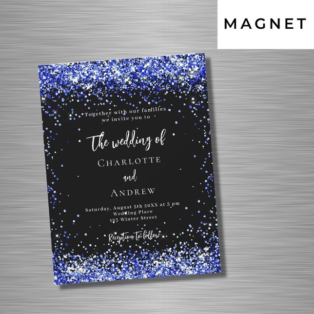 Blauer Konfetti Hochzeit Magneteinladung (Von Creator hochgeladen)