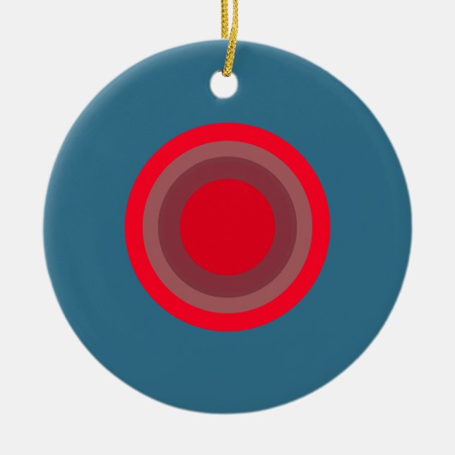 Blauer Kontrastbullseye Keramik Ornament (Vorne)
