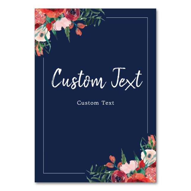 Blauer Korallenblume für Hochzeiten vorbehalten Tischnummer (Vorderseite)