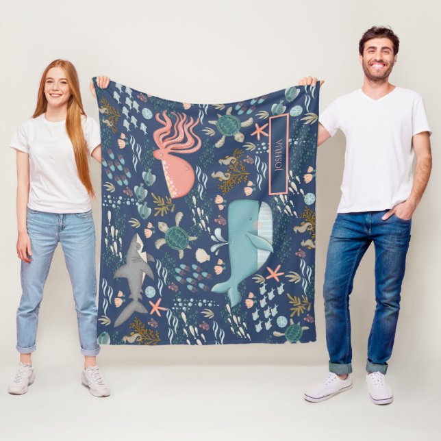 Blauer Korallenoktopus Walhai Name Fleecedecke (Beispiel)