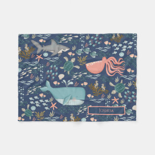 Blauer Korallenoktopus Walhai Name Fleecedecke