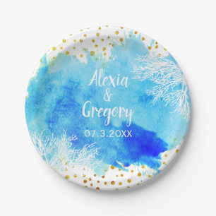 Blauer Korallenriff Goldmedaille Pappteller