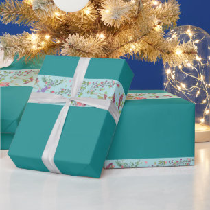 Blauer koreanischer floraler Stil Geschenkpapier