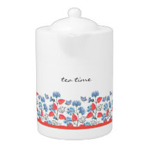 Blauer Kornblumen Blumenmuster Teekanne