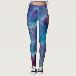 Blauer kosmischer Nebel Universum Leggings