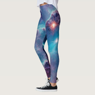 Blauer kosmischer Nebel Universum Leggings