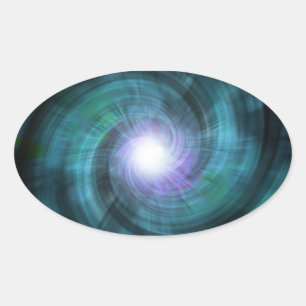 Blauer kosmischer Twirl Ovaler Aufkleber