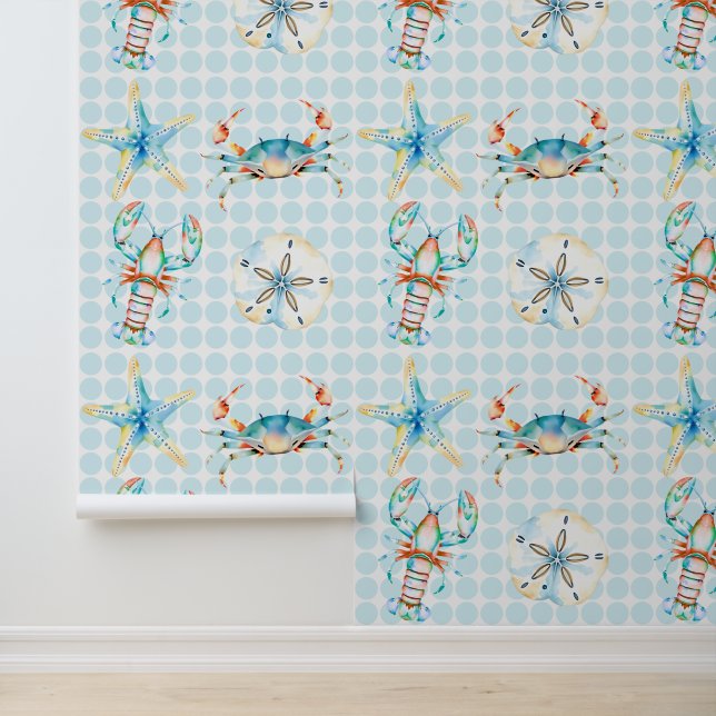 Blauer Krabben, Hummer, Starfish, Sand Dollar Tapete (Anwendung)