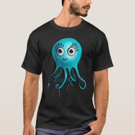 Blauer Kraken-Cartoon - Niedliches Meer T-Shirt