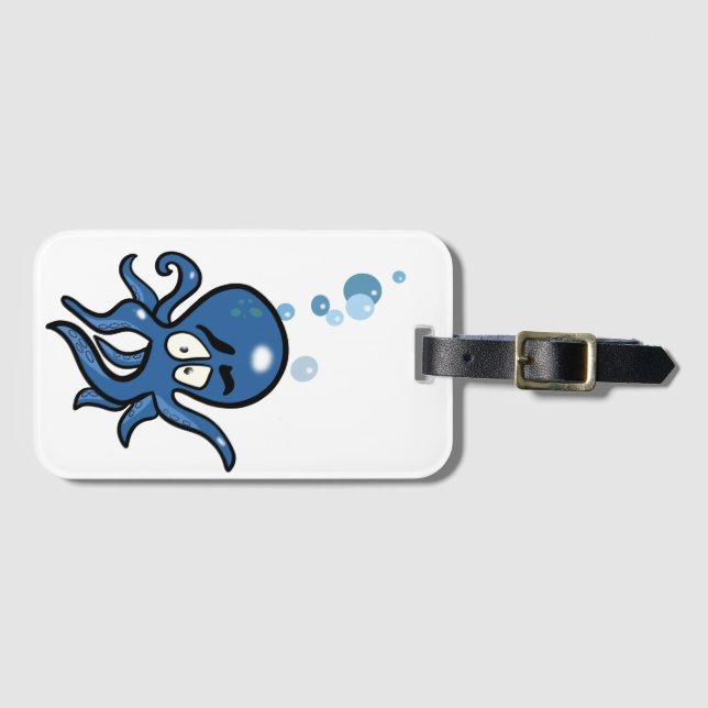 Blauer Kraken Gepäckanhänger (Vorderseite (Horizontal))