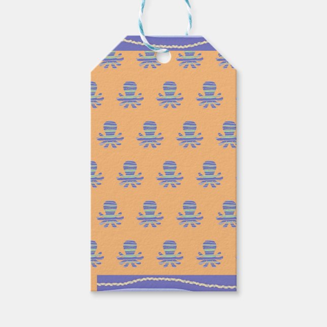 Blauer Kraken Geschenkanhänger (Vorderseite)