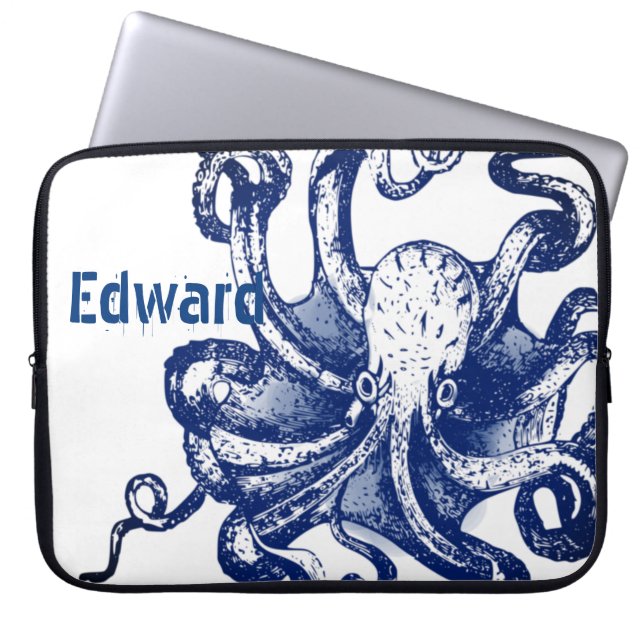 Blauer Kraken Laptopschutzhülle (Vorderseite)