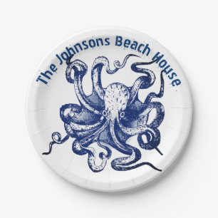 Blauer Kraken Pappteller