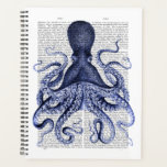 Blauer Kraken Planer<br><div class="desc">Blue Octopus 3 von Fab Funky. Ein blauer lila Oktopus mit einer Buchseite für einen Hintergrund.|190413D</div>