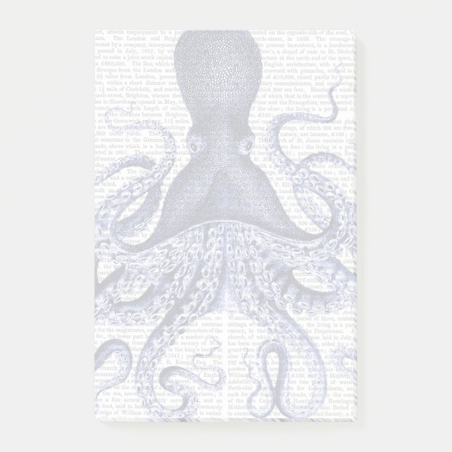 Blauer Kraken Post-it Klebezettel (Vorderseite)