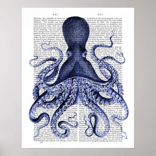 Blauer Kraken Poster (Vorne)