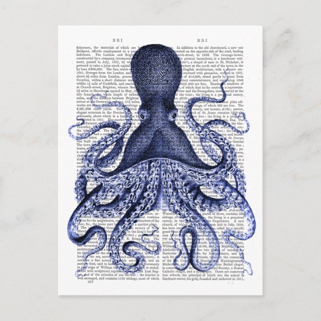 Blauer Kraken Postkarte (Vorderseite)