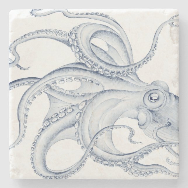 Blauer Kraken Steinuntersetzer (Vorderseite)