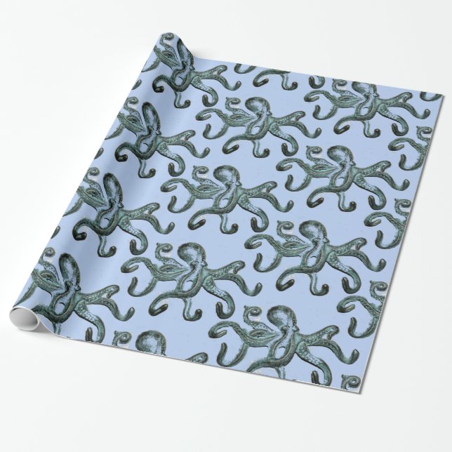 Blauer Kraken Thunder_Cove Geschenkpapier (Ungerollt)