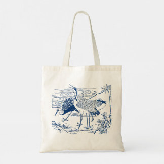 BLAUER KRAN FEINE KUNST TRAGETASCHE