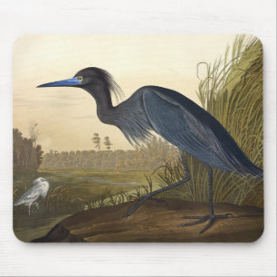 Blauer Kranich oder Heron Birds of America John Ja Mousepad