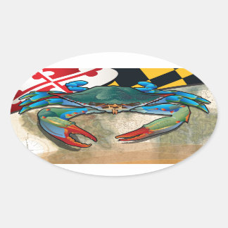 Blauer Krebs in Maryland Ovaler Aufkleber