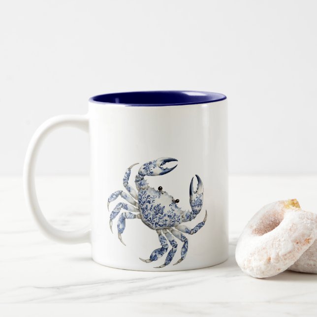Blauer Krebs Zweifarbige Tasse (Mit Donut)