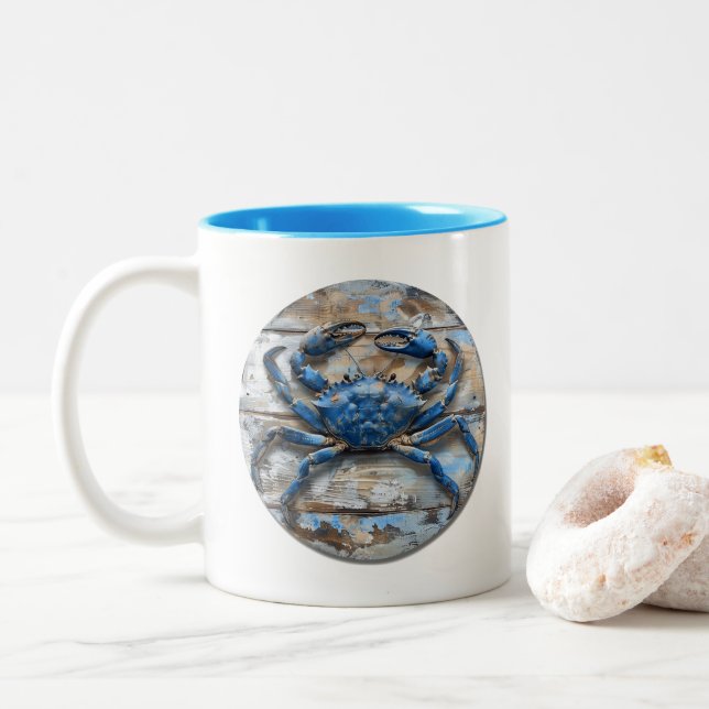 Blauer Krebs Zweifarbige Tasse (Mit Donut)