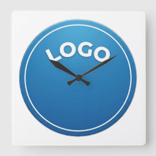 Blauer Kreis, Rundes Logo, Kreisförmiges Abzeichen Quadratische Wanduhr