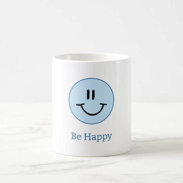 Blauer Kreis Sei Glücklich Lächeln Kaffeetasse (Mittel)