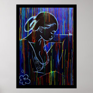 Blauer kreolischer Rain Poster