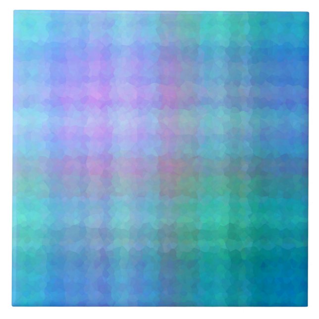 Blauer Kubismus abstraktes Muster Fliese (Vorderseite)
