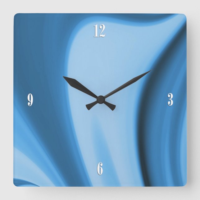 Blauer Küchen-Wirbels-Vierzahlenwand-Uhr Quadratische Wanduhr (Vorderseite)