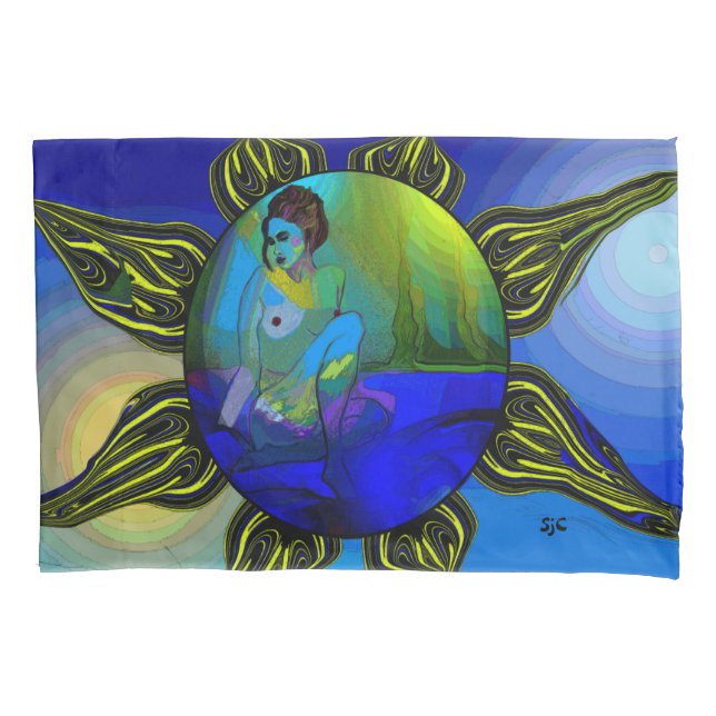 Blauer Kunstkissenbezug Kissenbezug (Vorderseite)