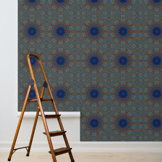 Blauer Kupfer-Graphic Tapete
