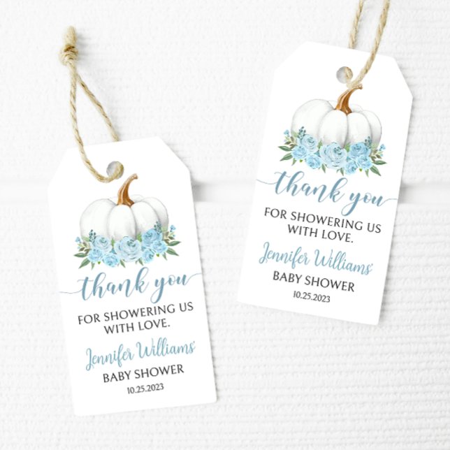 Blauer Kürbis Baby Dusche Danke Anhänger (Von Creator hochgeladen)