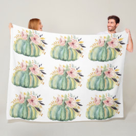 Blauer Kürbis Blumenfall Wasserfarbe elegant Herbs Fleecedecke