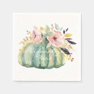 Blauer Kürbis Blumenfall Wasserfarbe elegant Herbs Serviette