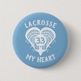 Blauer Lacrosse - Herzknopf Button